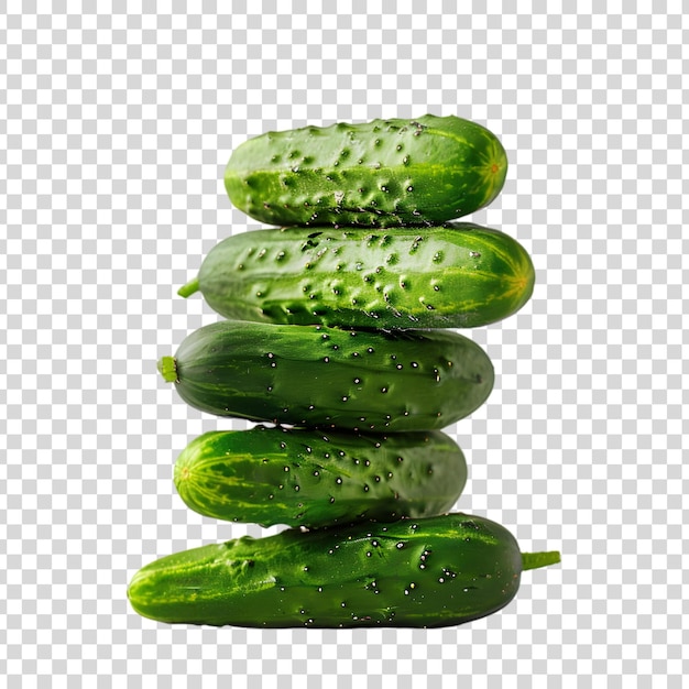 PSD stack of cucumbers isolated on a transparent background