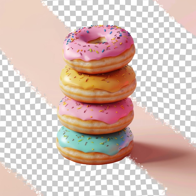 a stack of donuts with pink icing and blue sprinkles