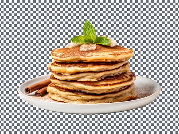 Stack of fresh snickerdoodle pancakes isolated on transparent background