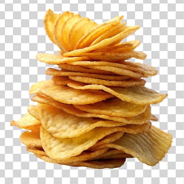 stack fried snack prepared chips isolated on transparent background