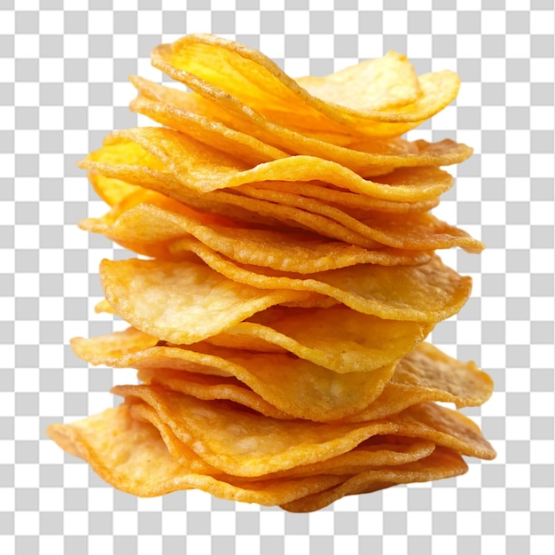 stack fried snack prepared chips isolated on transparent background