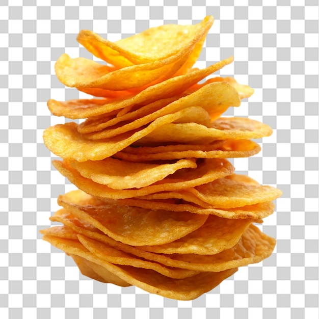 PSD stack fried snack prepared chips isolated on transparent background