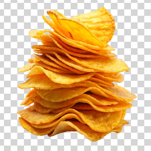 stack fried snack prepared chips isolated on transparent background