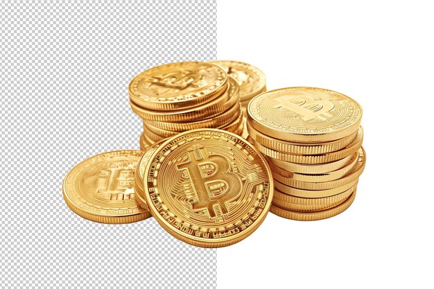 Stack of golden bitcoin coins