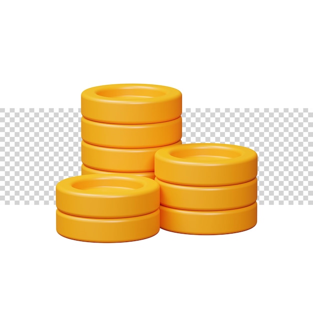 Stack of golden coins 3d rendering icon for website or game. Classic Stack of golden coins icon