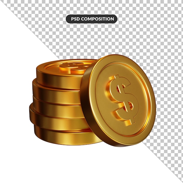 Stack of golden dollar coins banking and finance concept