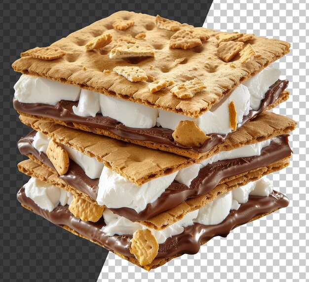 PSD stack of graham cracker chocolate and marshmallow smores cut out stock png