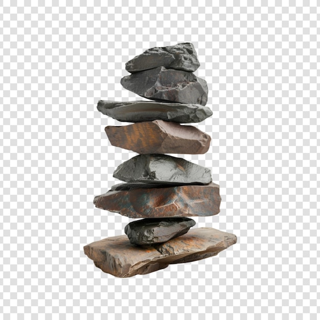 PSD a stack of gray rocks with a white background