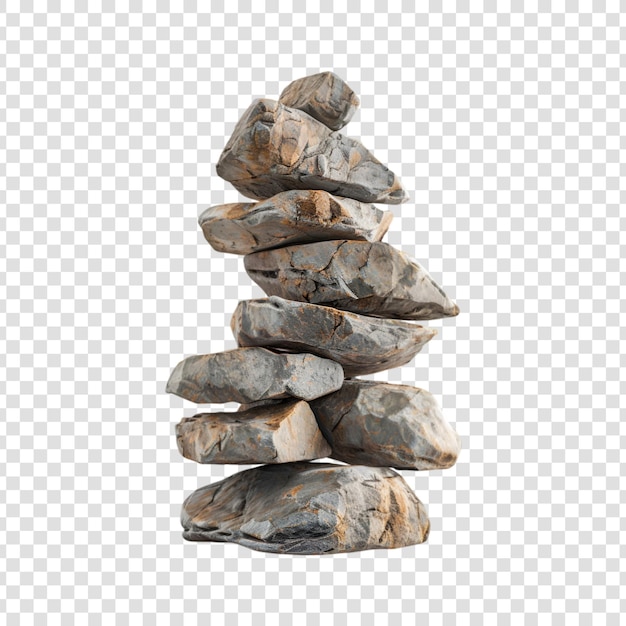 PSD a stack of gray rocks with a white background