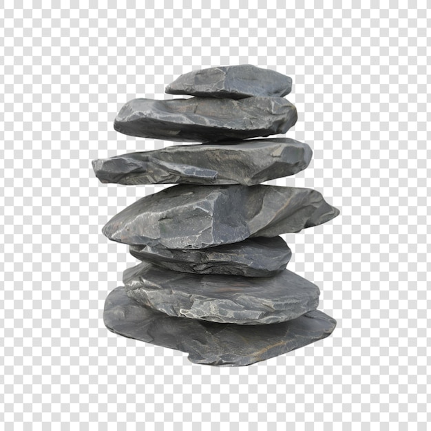 PSD a stack of gray rocks with a white background