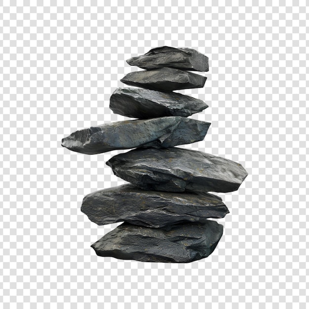 PSD a stack of gray rocks with a white background