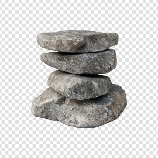 PSD a stack of gray rocks with a white background