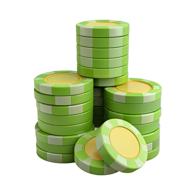 a stack of green and yellow stacks of stacked green and yellow objects