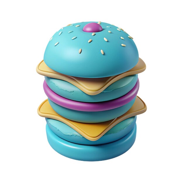 PSD a stack of hamburgers with a purple cover and a purple top