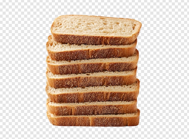 Stack of multigrain seeded bread slices isolated on a transparent background