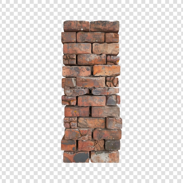 PSD stack of old red bricks isolated on white background