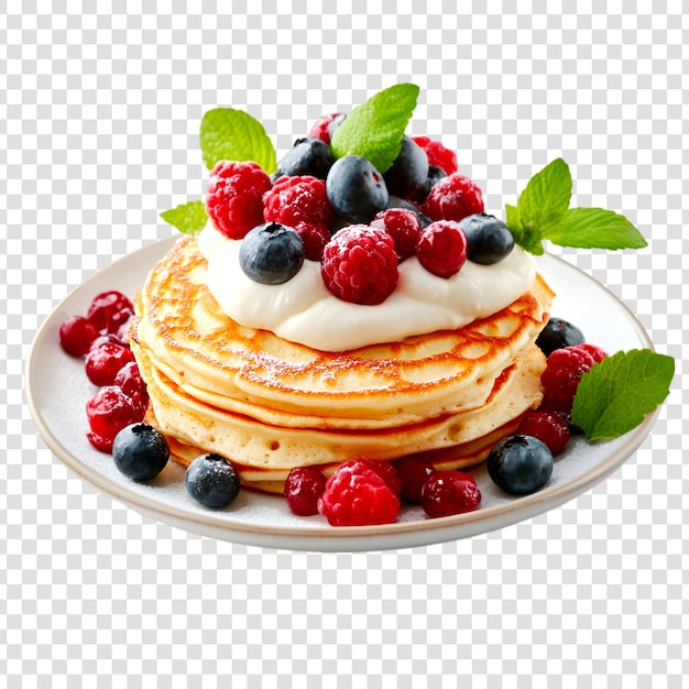 PSD a stack of pancakes with berries with a transparent background