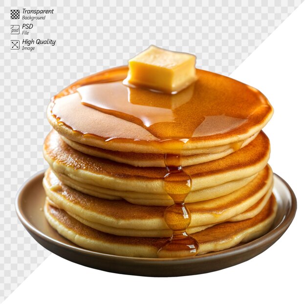 PSD a stack of pancakes with butter and syrup on top