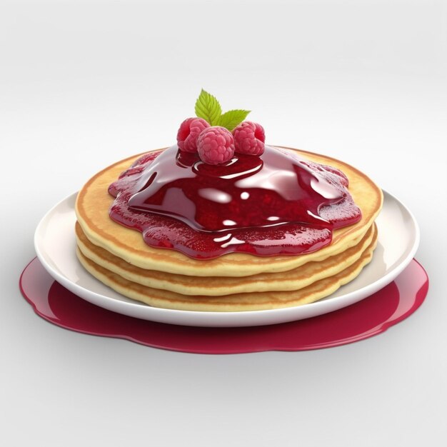 PSD a stack of pancakes with raspberries on top of them