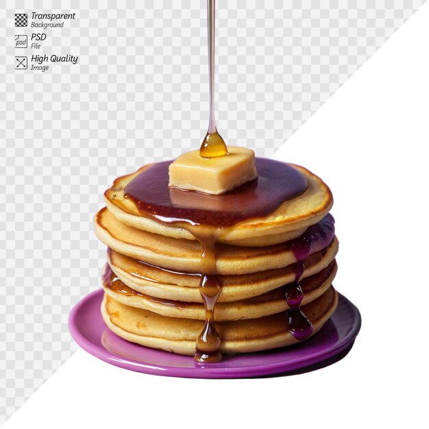 PSD a stack of pancakes with syrup dripping from the top