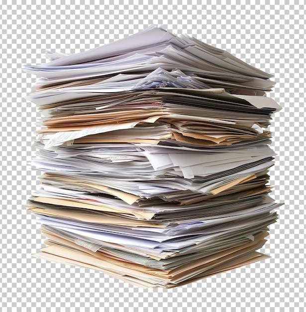 PSD stack of paperwork isolated on transparent background png