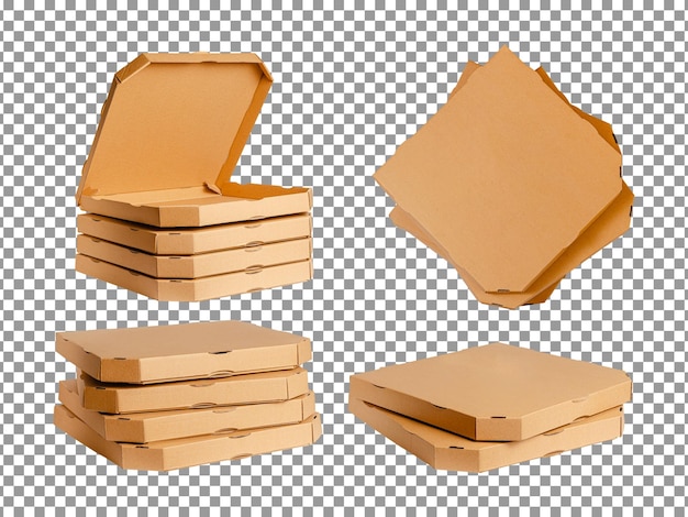 A stack of pizza boxes isolated on transparent background