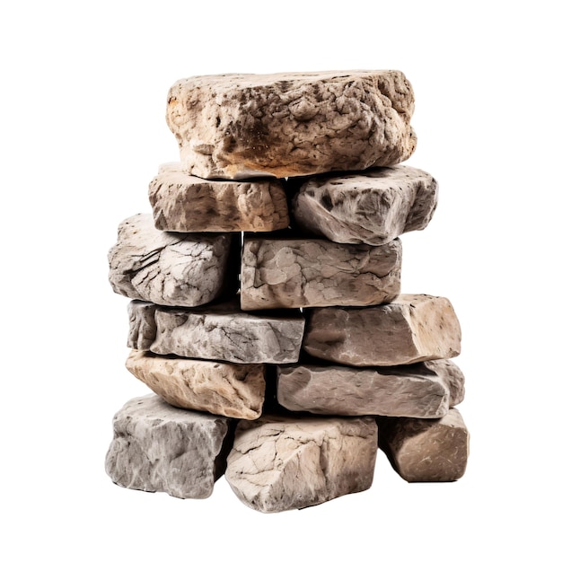 PSD a stack of rocks on a white background