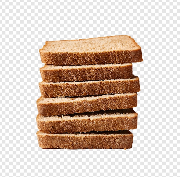 Stack of sliced bread isolated on a transparent background