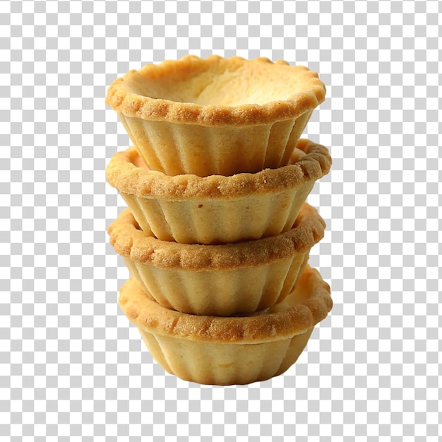 Stack of tartlet tart shells isolated on transparent background