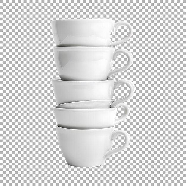 PSD stack of tea cups on transparent background ai generated