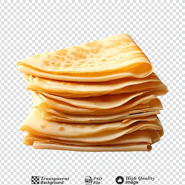 stack of thin crepes isolated on transparent background