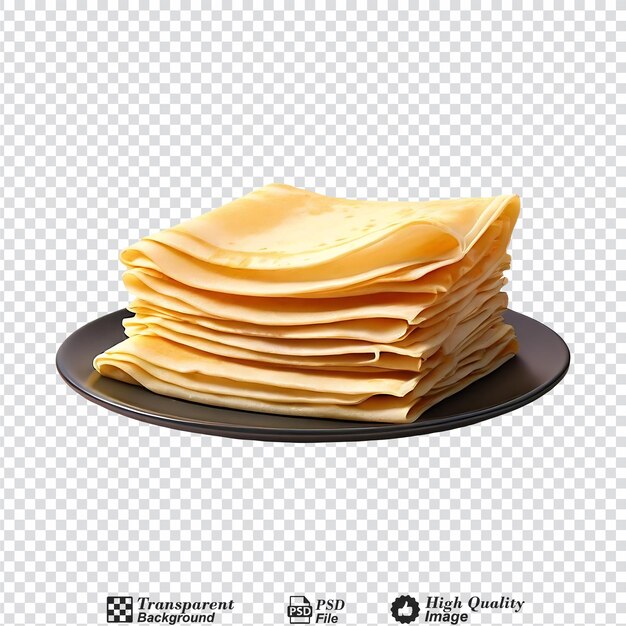 stack of thin crepes isolated on transparent background