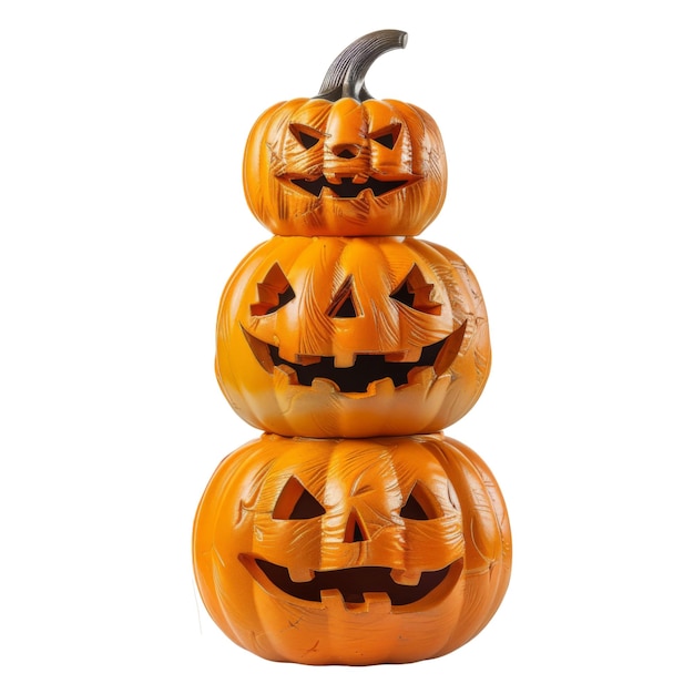 Stack of Three JackoLanterns with Carved Faces