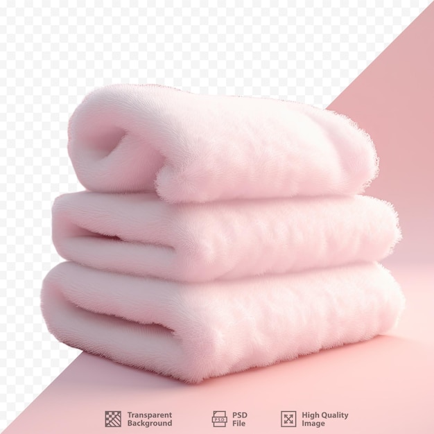 a stack of towels with a pink background and a black square on the bottom.