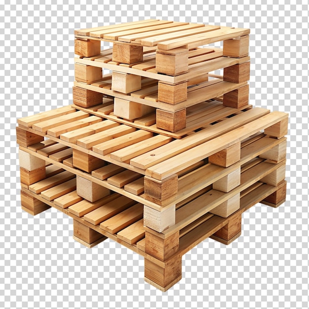 PSD stack of wooden pallets on transparent background