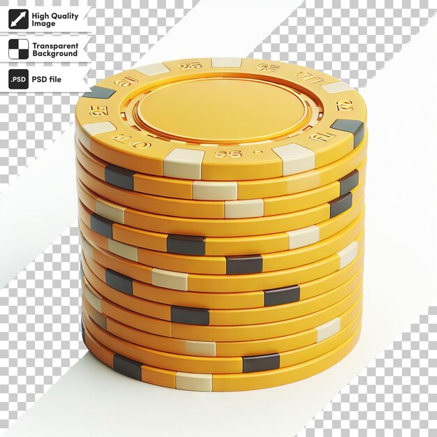 a stack of yellow coins with numbers 1 and 2 on it