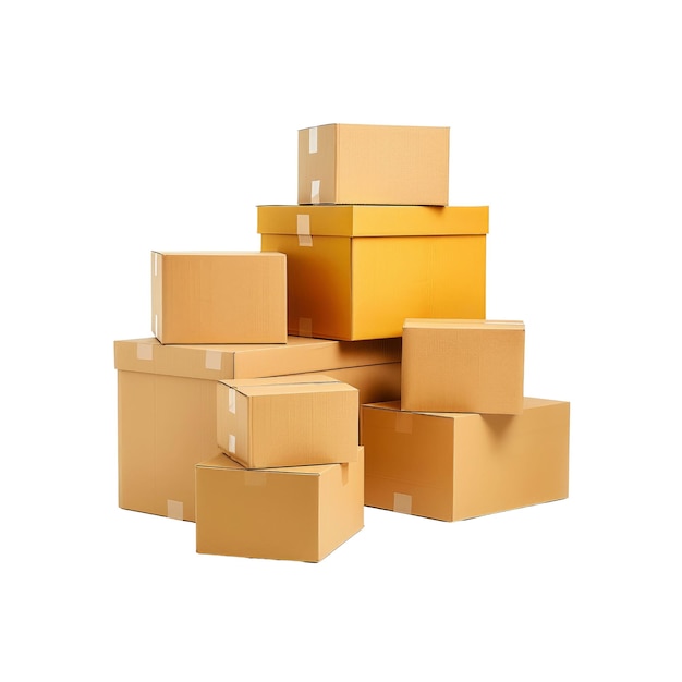 PSD stacked boxes isolated on a white background