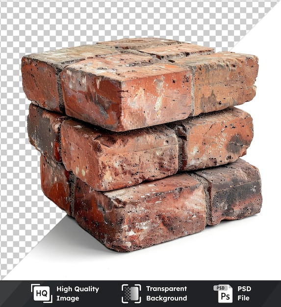 Stacked bricks PSD with high realism red brick square brick and white shadow