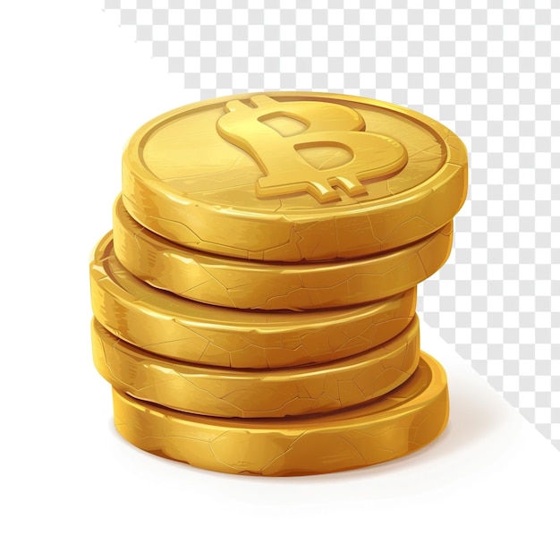 Stacked Gold Coin Icon for 2D Game Art Asset on Transparent Background