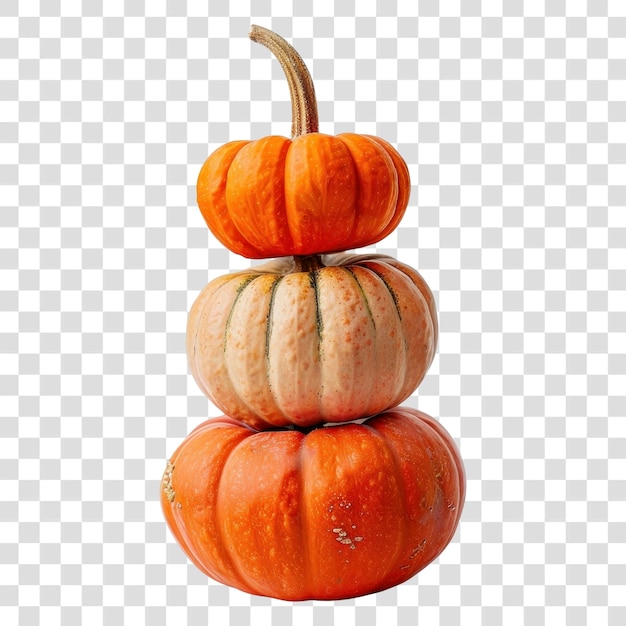 Stacked pumpkins on transparent background