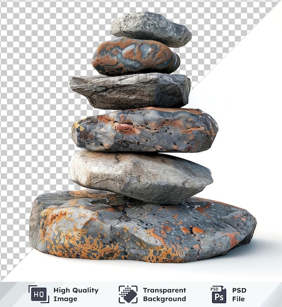 Stacked stones for zen gardens isolated on transparent background Royaltyfree illustration