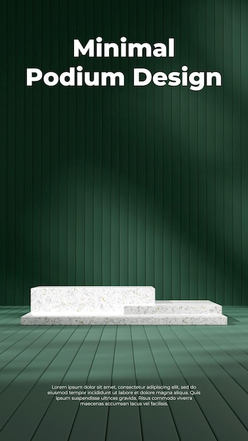 stacked white marble podium in portrait textured green wall rendering 3d empty space