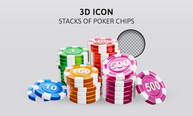 stacks of poker chips 3d rendering illustration