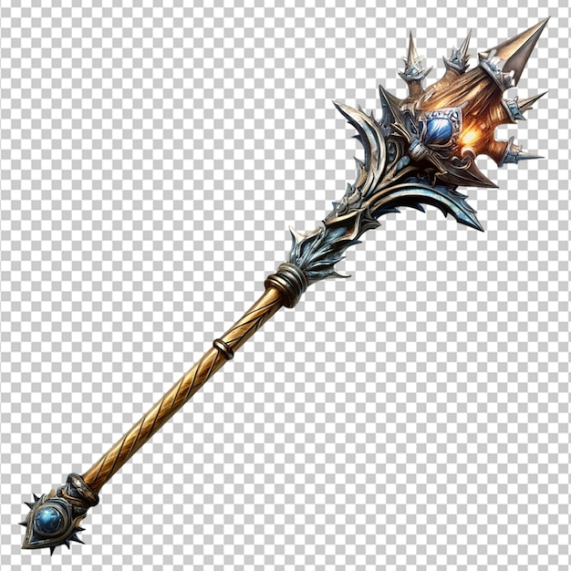 staff dark souls dragon weapon magic wand on transparent background