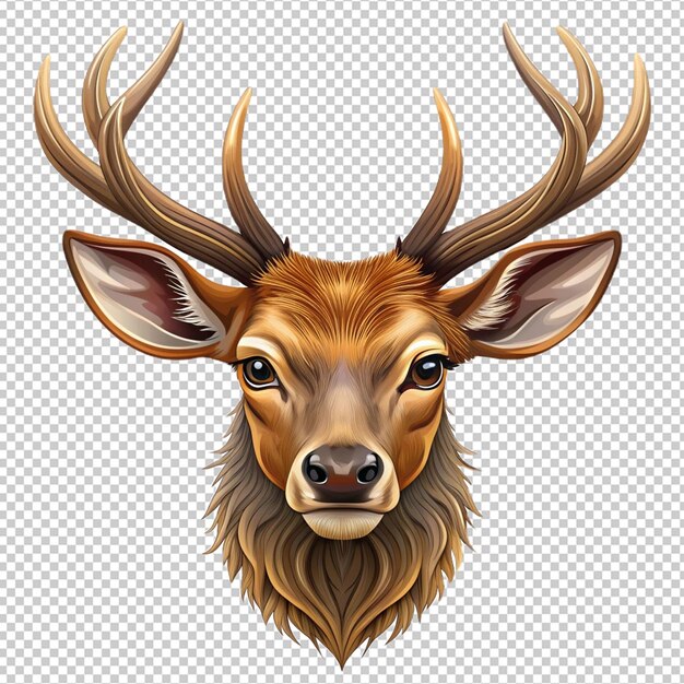 PSD stag face portrait on transparent background