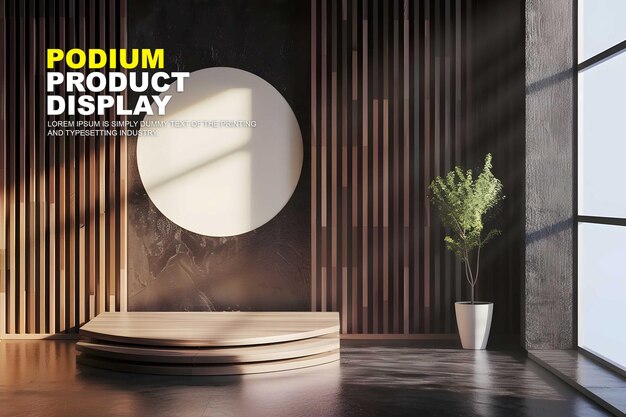 Stage podium scene display mockup for product presentation interior scene for product showcase