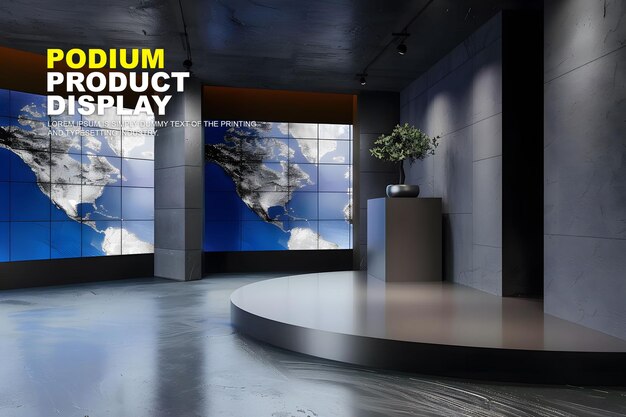 Stage podium scene display mockup for product presentation podium for product display showcase