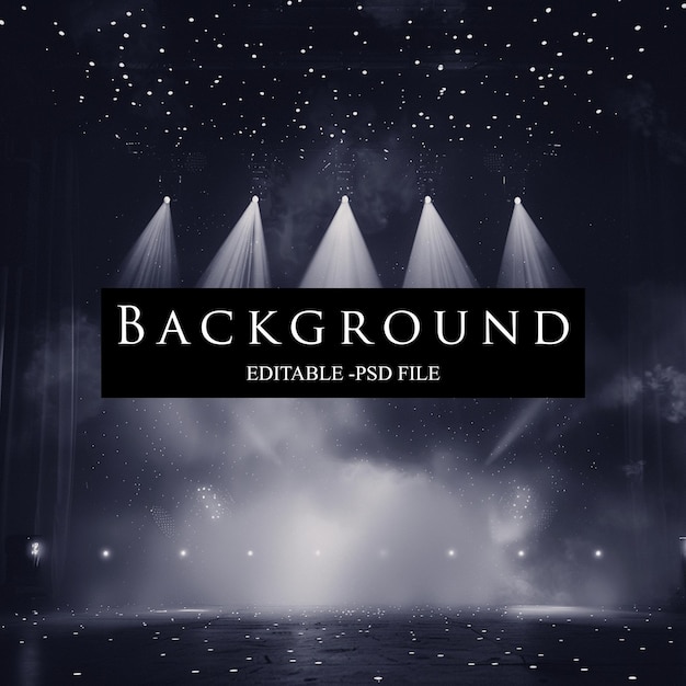 stage with lights and smoke background vector illustration in the style of black and white mastery