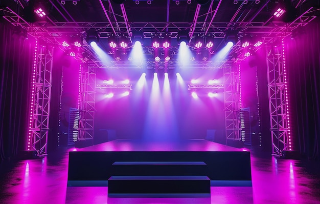 A stage with spotlights in the background