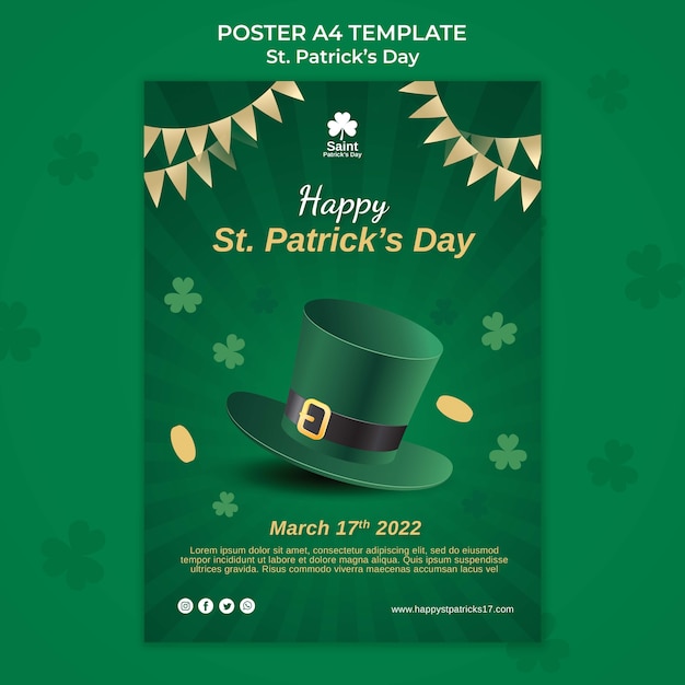 PSD stain patrick's day poster template